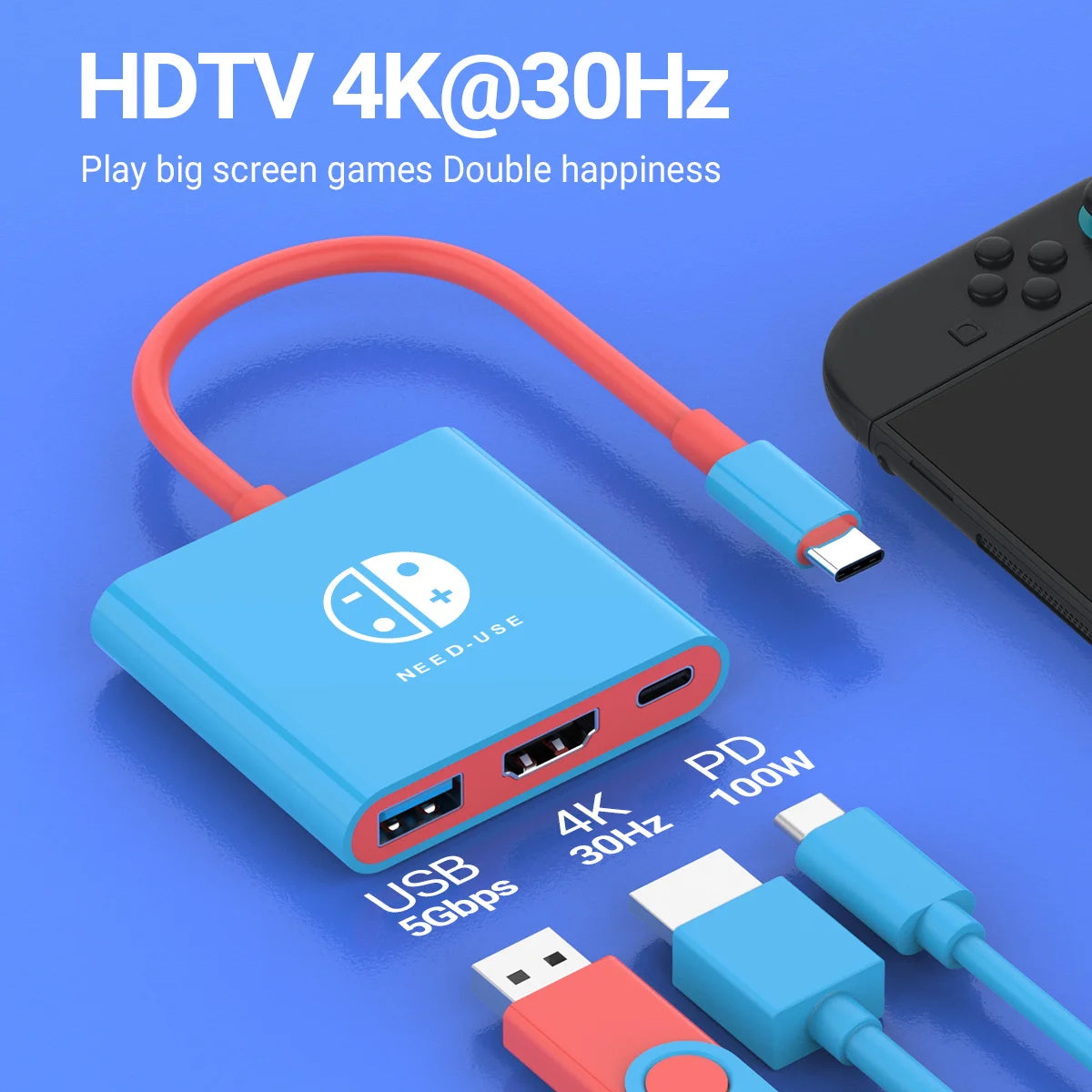 3-in-1 USB-C Hub 4K HDMI Adapter