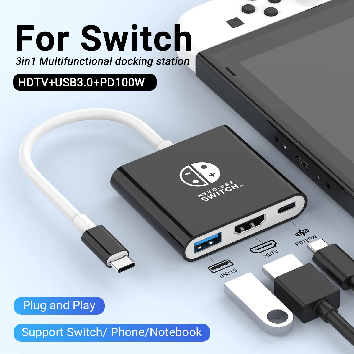 3-in-1 USB-C Hub 4K HDMI Adapter