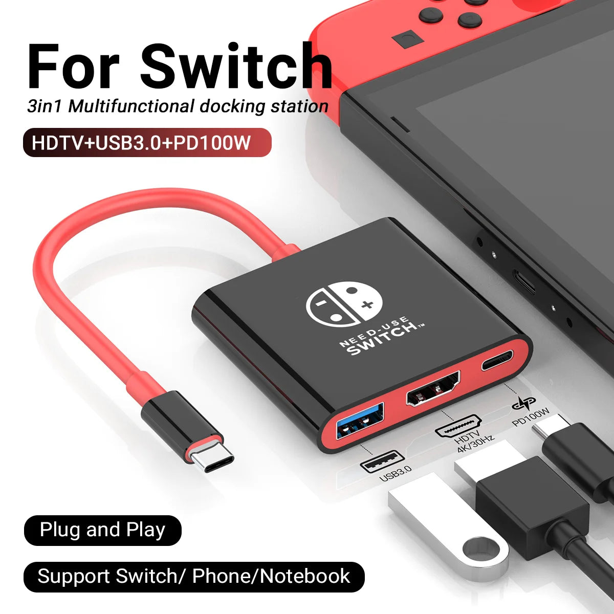 3-in-1 USB-C Hub 4K HDMI Adapter